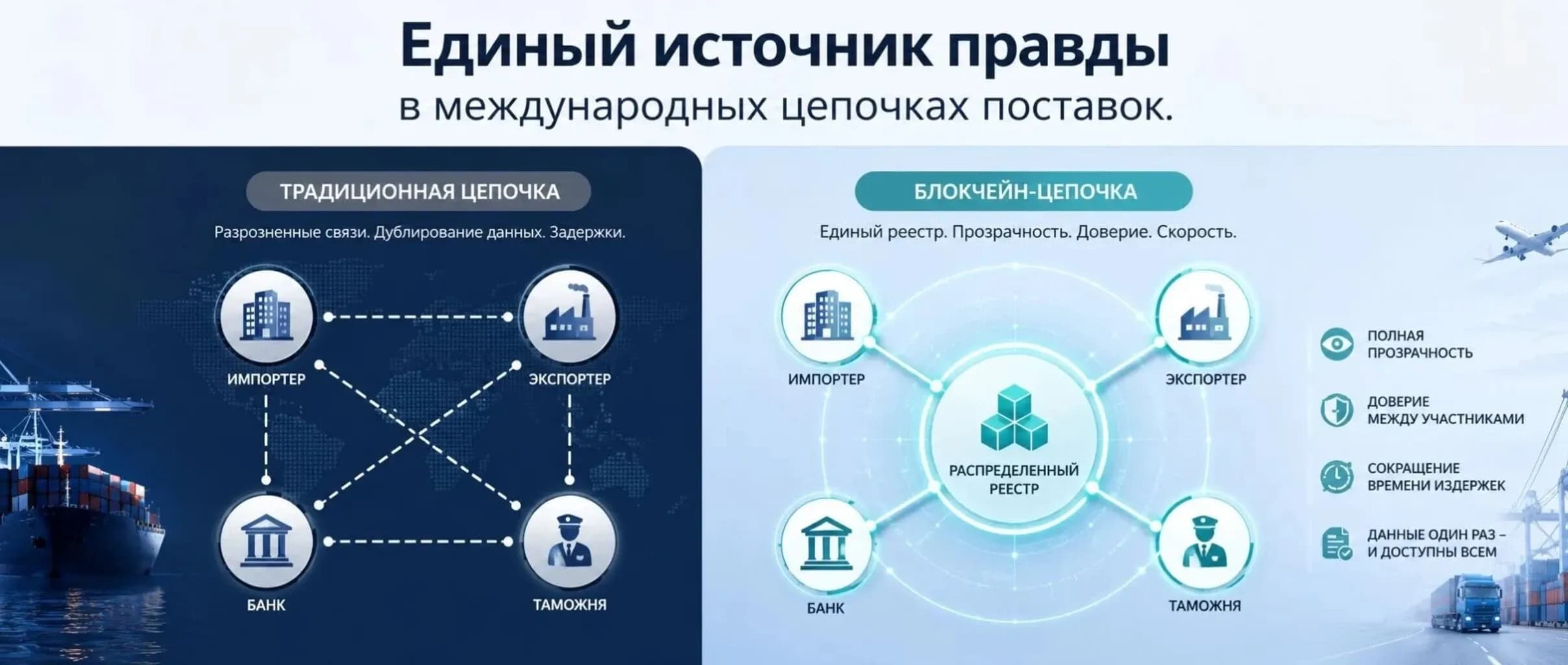 Блокчейн в торговом финансировании Сравнение традиционного ВЭД и торгового финансирования на блокчейне.