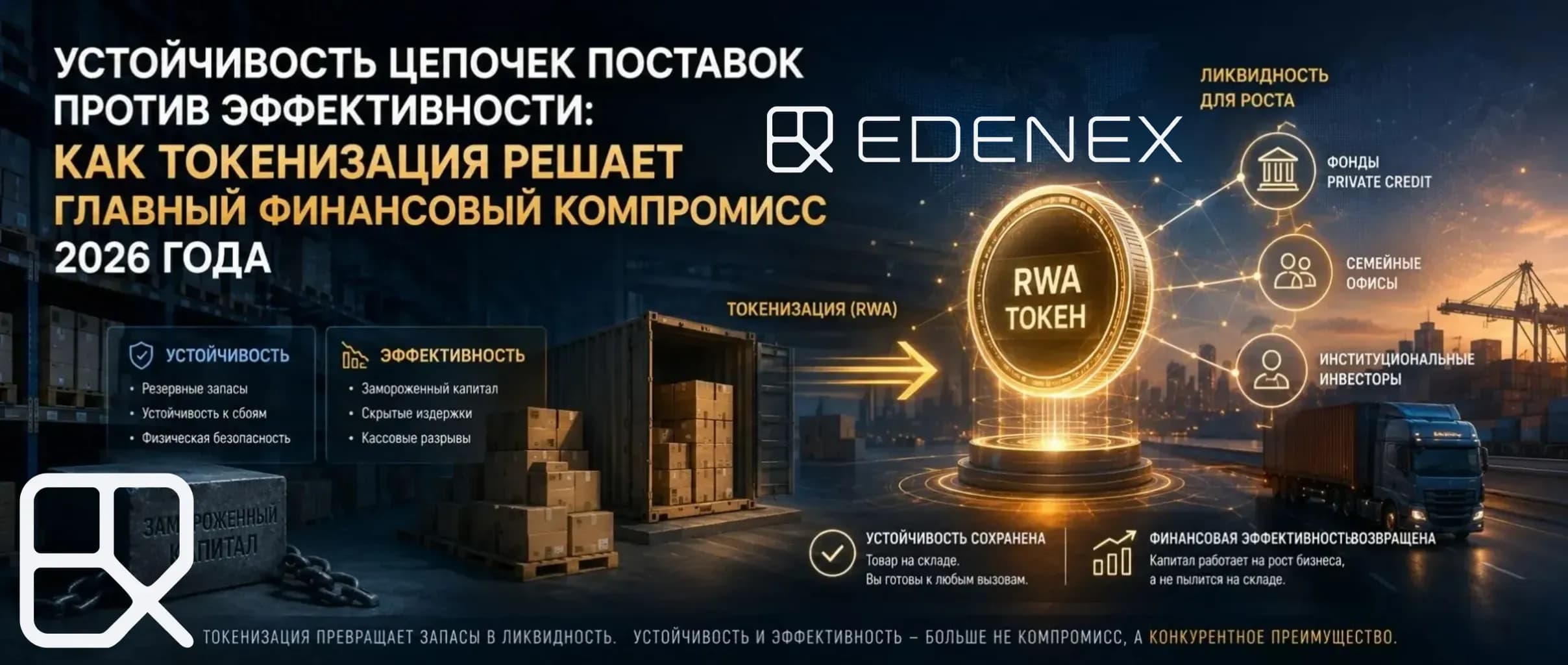 Дилемма цепочек поставок: переход от Just-in-Time к Just-in-Case, заморозка капитала и токенизация RWA как решение финансового компромисса 2026 года.